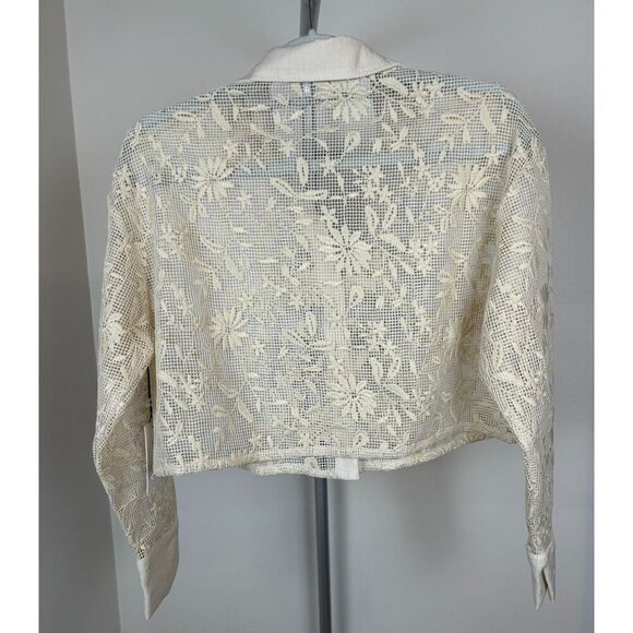NWT Jason Wu Ivory Lace Button Front Cropped Shirt Women's Size XS Fairycore - Picture 3 of 6
